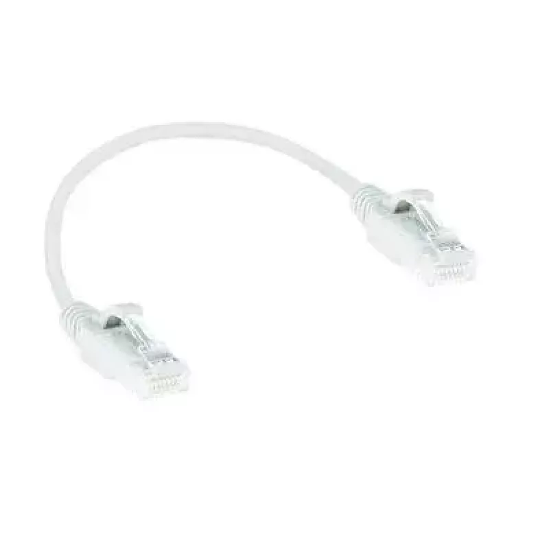 ACT baltas 0,25 metro LSZH U/UTP CAT6 duomenų centro plonas pataisymo kabelis su apsaugotais RJ45 jungtimis