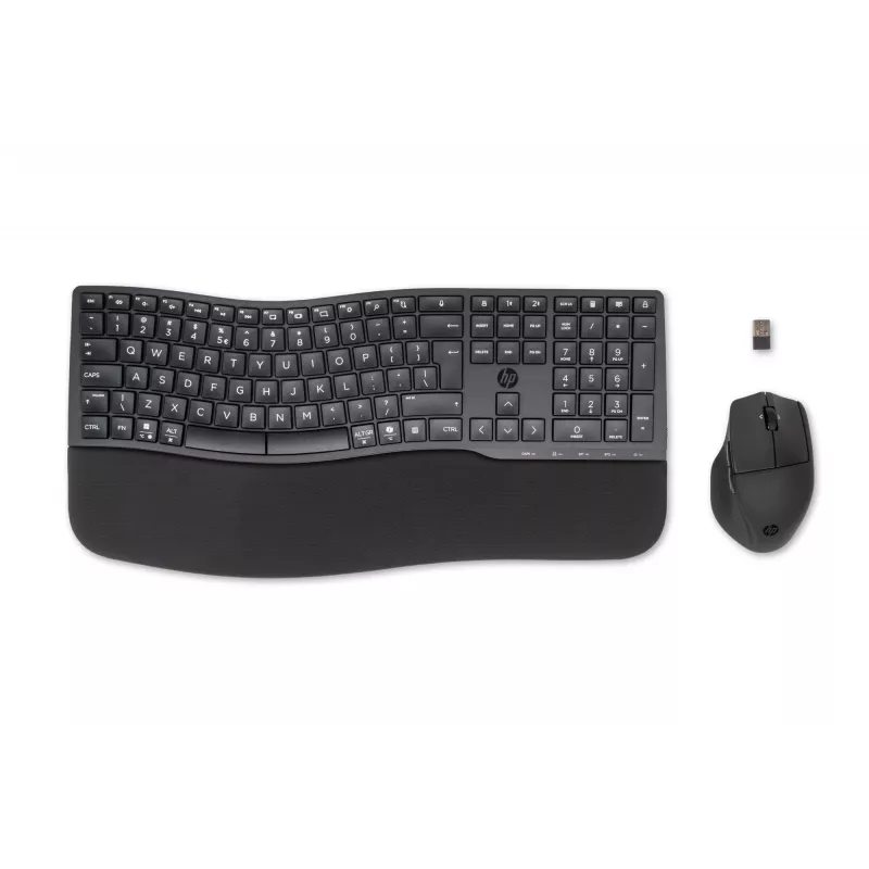 HP 680 Comfort dviejų režimų klaviatūros ir pelės rinkinys, pilno dydžio (100%), belaidė, RF belaidis ryšys + Bluetooth, QWERTY, juoda, pelė įtraukta