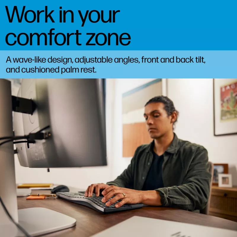 HP 680 Comfort dviejų režimų klaviatūra, pilno dydžio (100 %), belaidė, radijo dažnių belaidis ryšys + Bluetooth, QWERTY, juoda