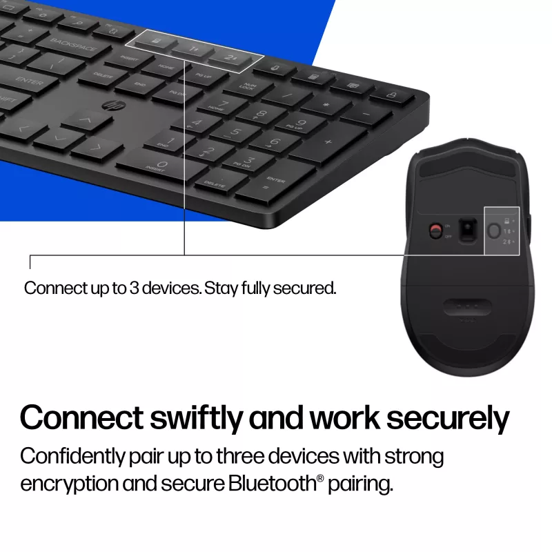 Klaviatūros ir pelės rinkinys KINGSTON 490C — viso dydžio belaidė klaviatūra (plunžerinė) su RF + Bluetooth pele, balta