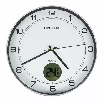 Sieninis / Stalinis laikrodis Unilux 400094592 — Kvarciniais laikrodžiais, Apvalus Metalinis Sidabrinis, Ø 30 cm, Baterija AA/AAA