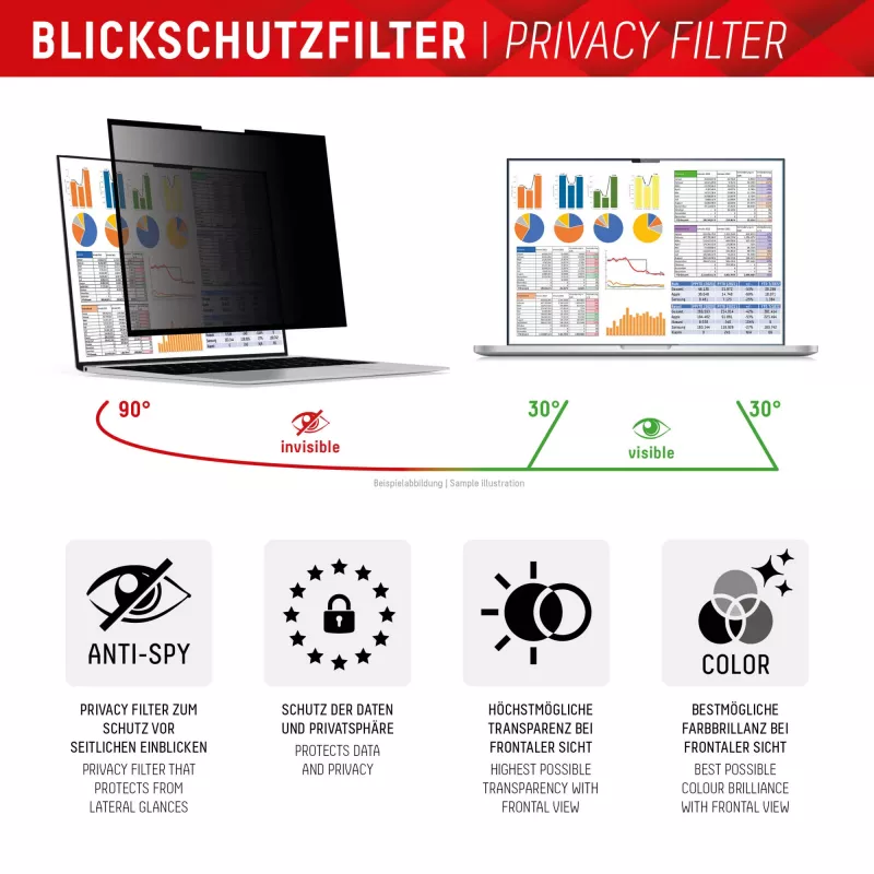 Displex PRIVACY SAFE nuimamas dvipusis privatumo filtras nešiojamiesiems kompiuteriams (berėmis) 14 inch (16:10)