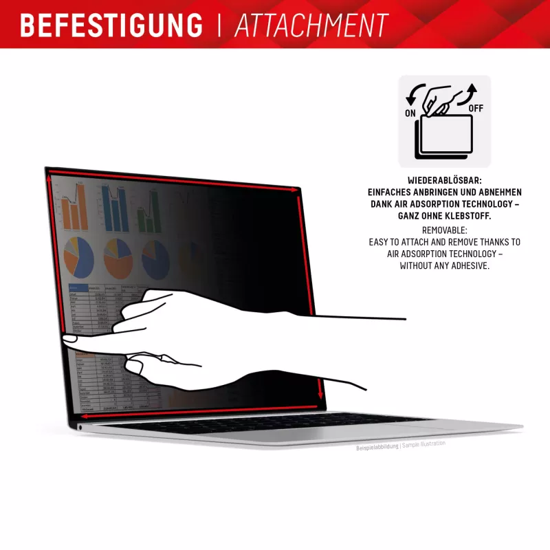 Displex PRIVACY SAFE nuimamas dvipusis privatumo filtras nešiojamiesiems kompiuteriams (berėmis) 14 inch (16:10)
