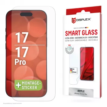 Displex Smart Glass (9H) Apple iPhone 17/17 Pro, tvirtinimo lipdukas, nedūžtamas