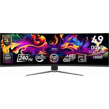 MSI MPG 491CQPX QD-OLED kompiuterio monitorius 124,5 cm (49 colių) 5120 x 1440 pikseliai Dual QHD juodas
