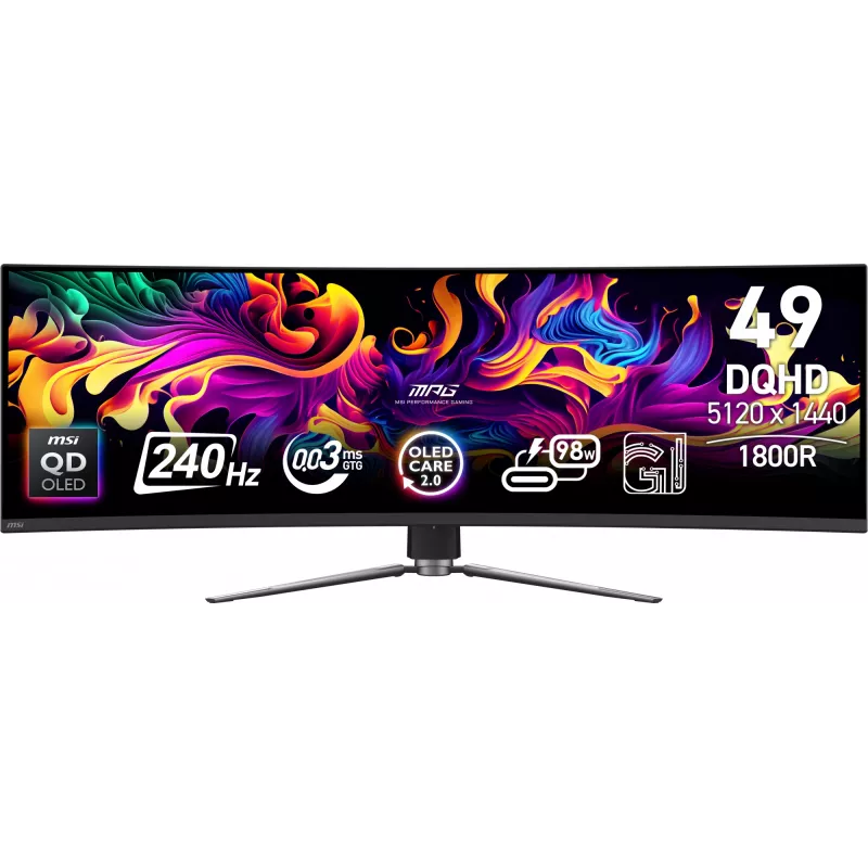 MSI MPG 491CQPX QD-OLED kompiuterio monitorius 124,5 cm (49 colių) 5120 x 1440 pikseliai Dual QHD juodas