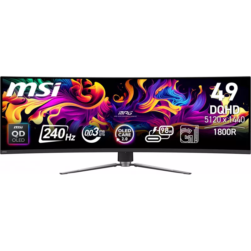 MSI MPG 491CQPX QD-OLED kompiuterio monitorius 124,5 cm (49 colių) 5120 x 1440 pikseliai Dual QHD juodas