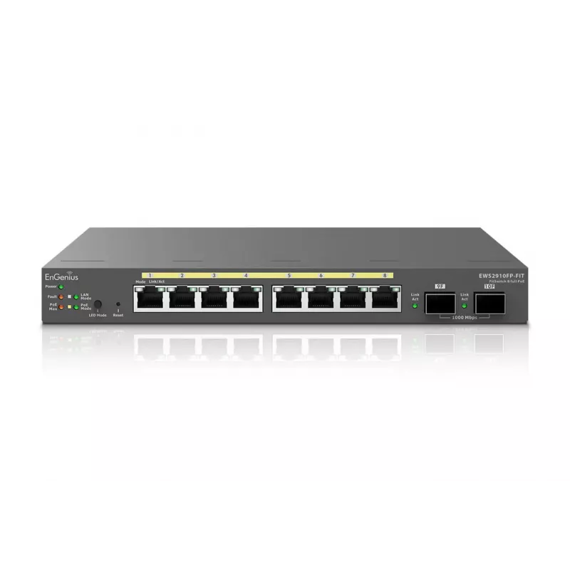 Valdomas komutatorius EnGenius FitSwitch 8 Full PoE 8 prievadų Gigabit Ethernet