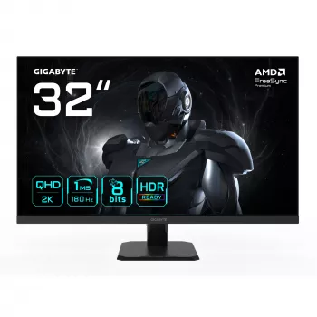 GIGABYTE GS32QA 32 inch QHD žaidimų monitorius – 2560 x 1440, 180 Hz, 1 ms, 300 cd/m², FreeSync Premium, HDR paruoštas, HDMI 2.0, Displayport 1.4