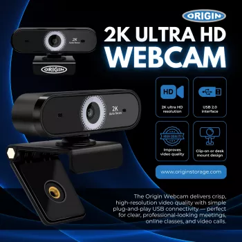 Origin Storage USB internetinė kamera 2K Full HD, 5 MP, 2592 x 1944 pikselių, 2K Ultra HD, 60 fps, 10x, USB 2.0