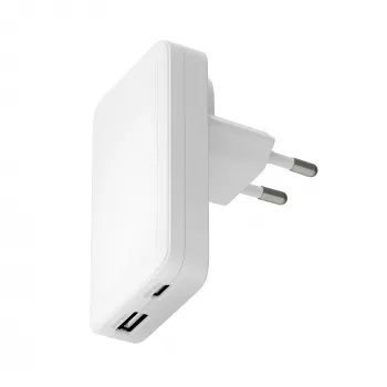 Įkroviklis d bramante Pro plonas Charger USB-C 45 W + USB-A 30 W, vidinis AC, baltas