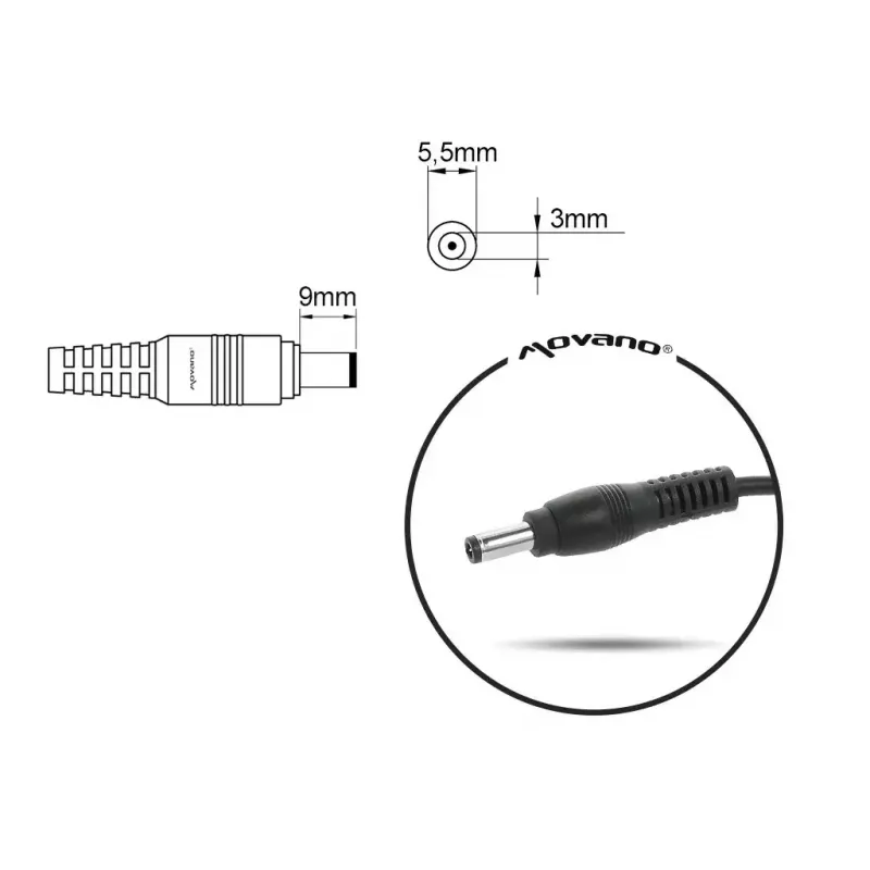 Nešiojamojo kompiuterio įkroviklis MITSU 19V 4,74A (5,5×3,0 mm kištukas) suderinamas su Samsung