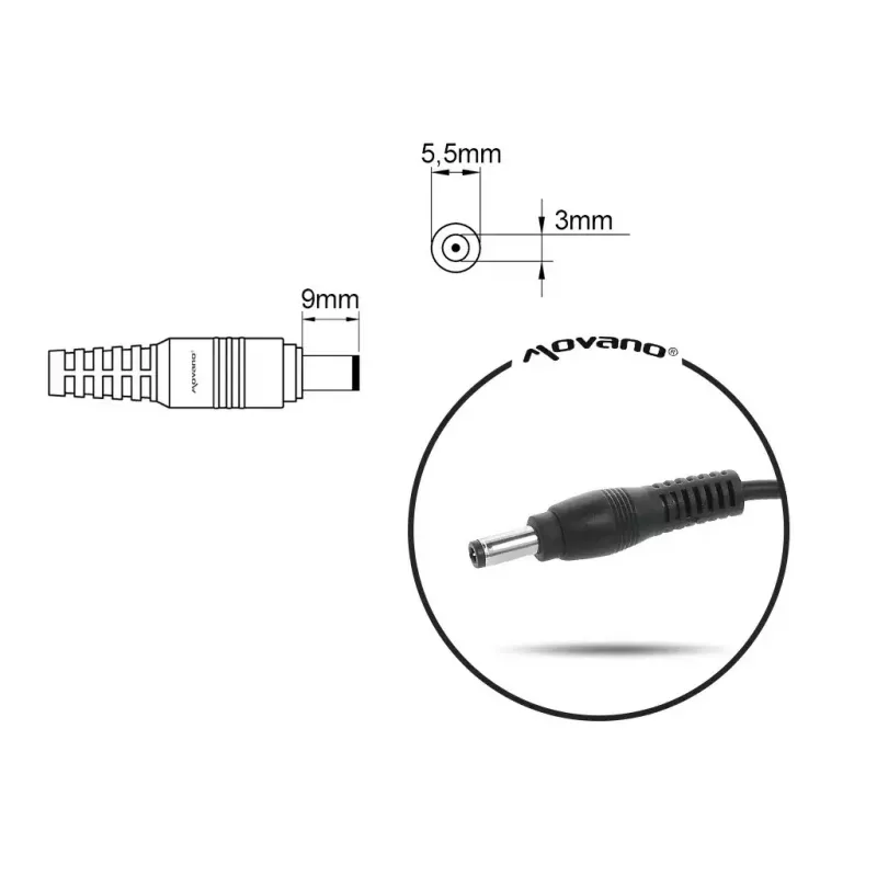 Nešiojamojo kompiuterio įkroviklis MITSU 19V 4,74A (5,5×3,0 mm kištukas) suderinamas su Samsung