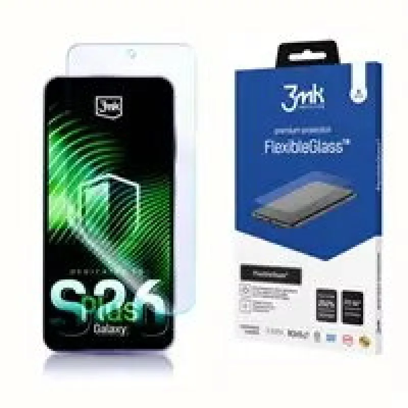 Grūdintas hibridinis ekrano apsauginis stiklas 3MK FlexibleGlass, skirtas Samsung Galaxy S26+