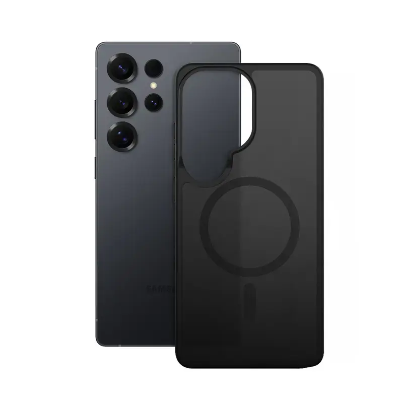 Apsauginis dėklas Crong Hybrid Matte Magnetic Samsung Galaxy S25 Ultra — TPU+PC, juodas