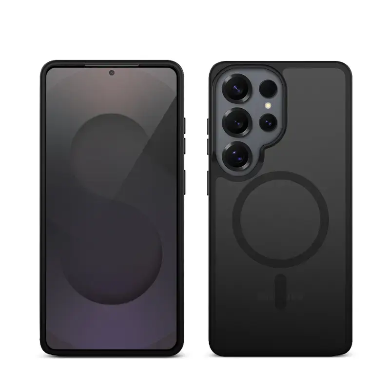 Apsauginis dėklas Crong Hybrid Matte Magnetic Samsung Galaxy S25 Ultra — TPU+PC, juodas