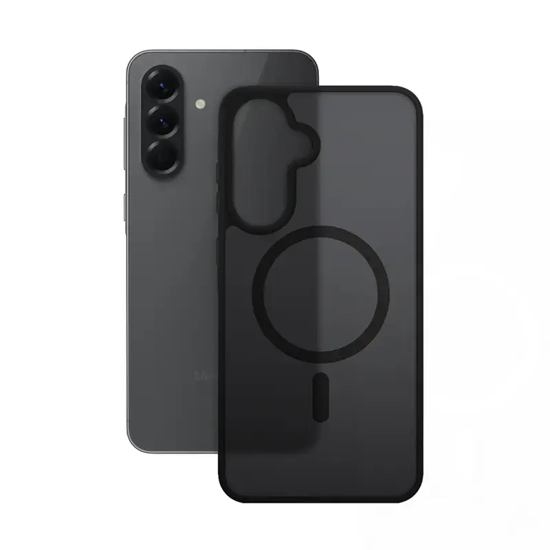 Apsauginis dėklas Crong Hybrid Matte Magnetic Samsung Galaxy A56 — TPU + PC, juodas