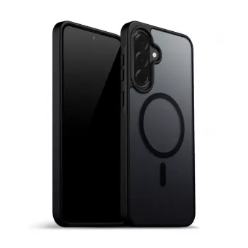 Apsauginis dėklas Crong Hybrid Matte Magnetic Samsung Galaxy A56 — TPU + PC, juodas