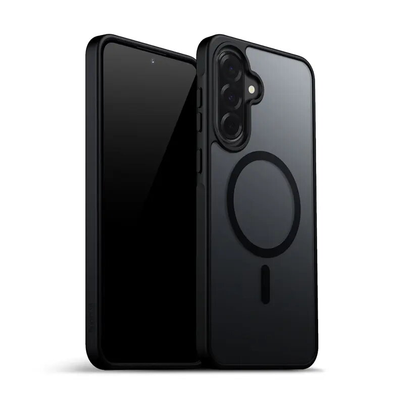 Apsauginis dėklas Crong Hybrid Matte Magnetic Samsung Galaxy A56 — TPU + PC, juodas