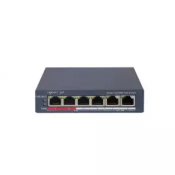 Valdomas komutatorius Hikvision DS-3E1106P-EI 4 prievadų Fast Ethernet PoE