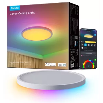 Išmanusis lubinis šviestuvas Govee 30cm RGBWW + RGBIC Wi‑Fi/Bluetooth 28 W, baltas, Ø300×30 mm
