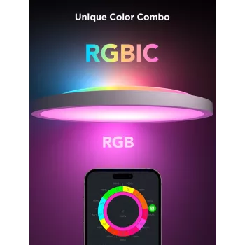Išmanusis lubinis šviestuvas Govee 30cm RGBWW + RGBIC Wi‑Fi/Bluetooth 28 W, baltas, Ø300×30 mm