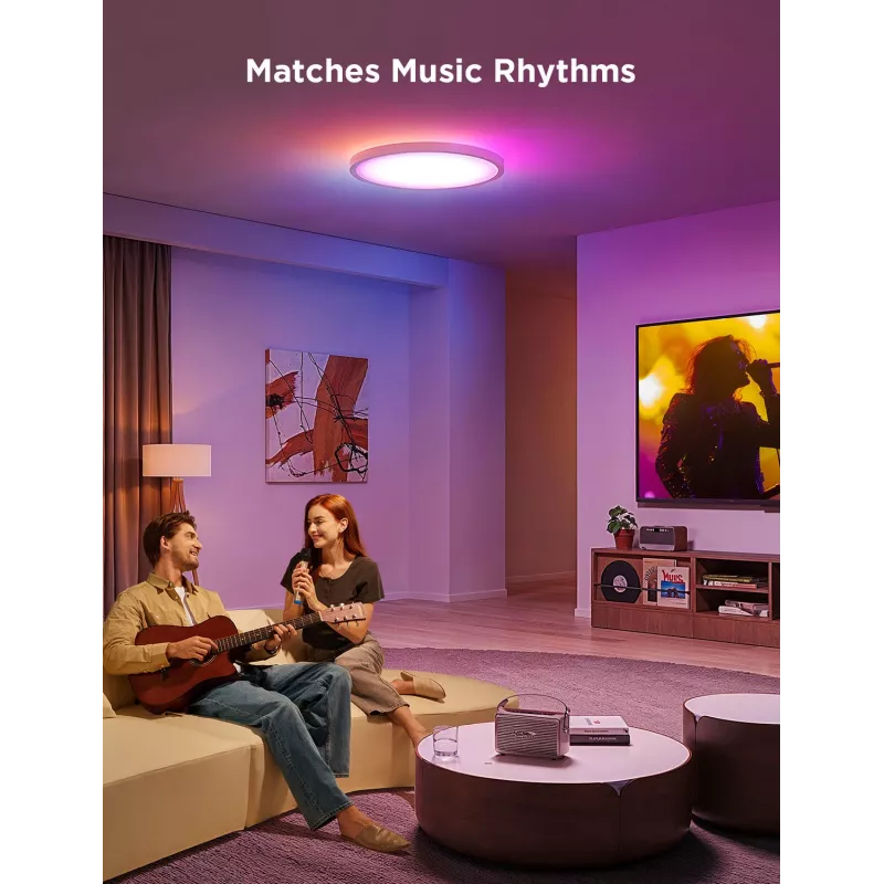 Išmanusis lubinis šviestuvas Govee 30cm RGBWW + RGBIC Wi‑Fi/Bluetooth 28 W, baltas, Ø300×30 mm