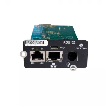 Vertiv Liebert IntelliSlot RDU120 - tinklo plokštė, nuotolinio stebėjimo adapteris, RS-485, USB prievadas, UL2900-1 kibernetinio saugumo sertifikuota, 1 Gb Ethernet (RDU120)