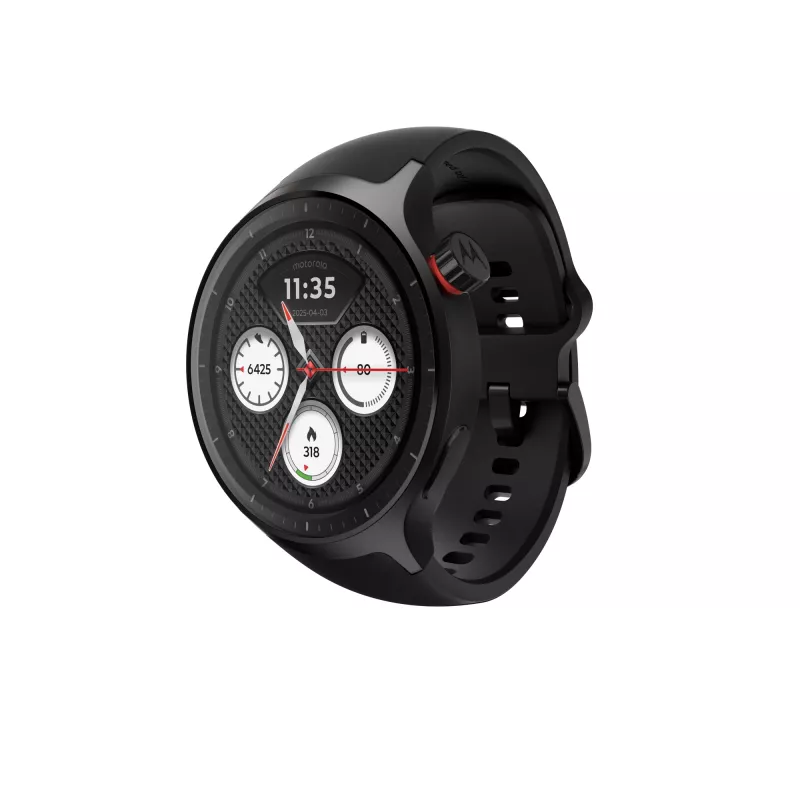Motorola Moto Watch 3,63 cm (1,43 colio) OLED 47 mm skaitmeninis jutiklinis juodas GPS (palydovinis)