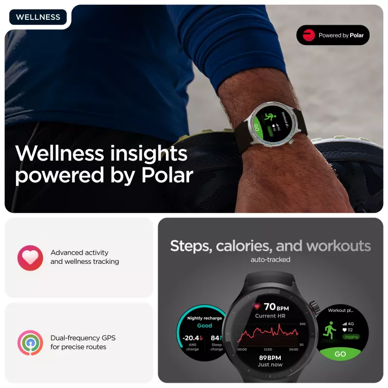 Motorola Moto Watch 3,63 cm (1,43 colio) OLED 47 mm skaitmeninis jutiklinis juodas GPS (palydovinis)