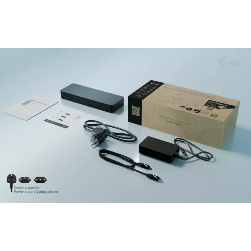 i-tec Thunderbolt 4 išmanioji dvigubo ekrano prijungimo stotelė + maitinimo tiekimas 90 W
