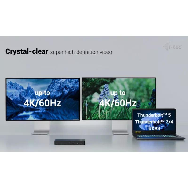 i-tec Thunderbolt 4 išmanioji dvigubo ekrano prijungimo stotelė + maitinimo tiekimas 90 W