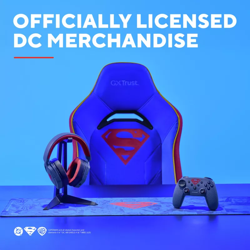 Žaidimų kėdė TRUST RUYA PRO GXT721SM Superman — ergonomiškas dizainas, reguliuojamas aukštis