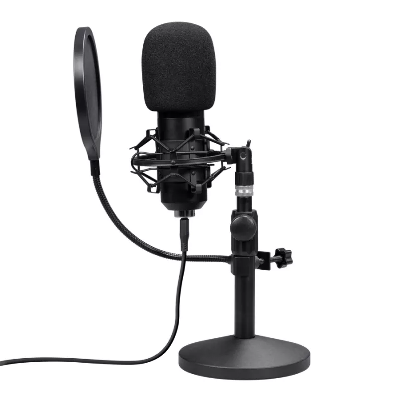 Studijinis mikrofonas TRUST GXT 269 Emita II — USB laidinis, metalinis korpusas, stalinis laikiklis, juodas (42×162×42 mm)
