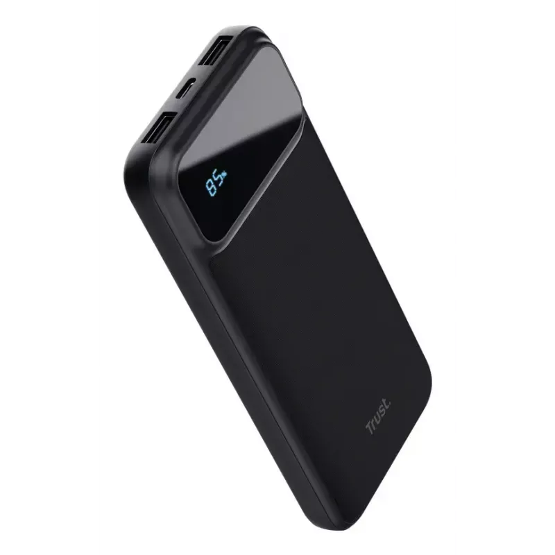 Išorinė baterija TRUST 25882 — Nešiojama ličio jonų 10000 mAh, PD 3.0/PPS/QC3.0, 2×USB-A + 1×USB-C, 20W, juoda