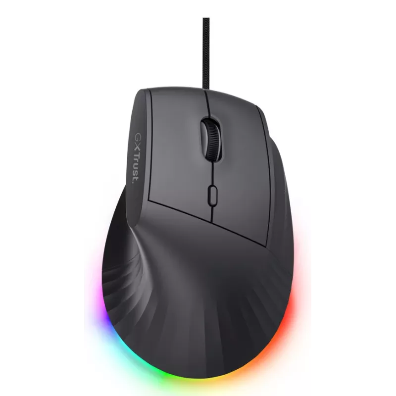 Žaidimų pelė TRUST GXT 145 Rexxa dešiniarankiams USB Type-A 12800 DPI, laidinė, RGB ratukas, juoda