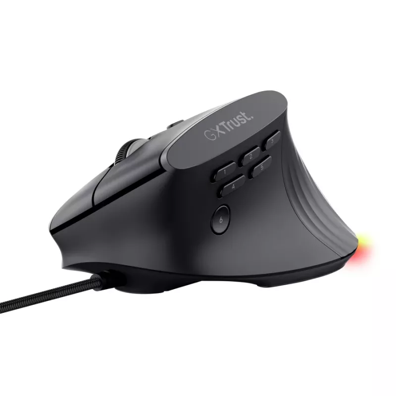 Žaidimų pelė TRUST GXT 145 Rexxa dešiniarankiams USB Type-A 12800 DPI, laidinė, RGB ratukas, juoda