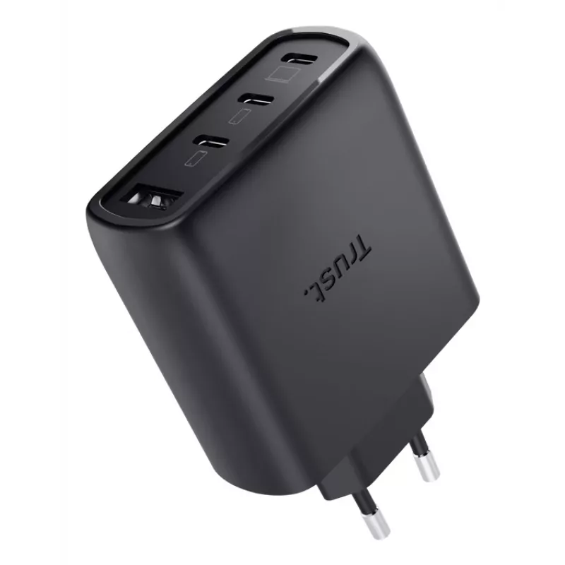 TRUST Maxo 65W vidaus kintamosios srovės greitasis įkroviklis, 3× USB-C, maks. 20V, 2 m laidas, juodas