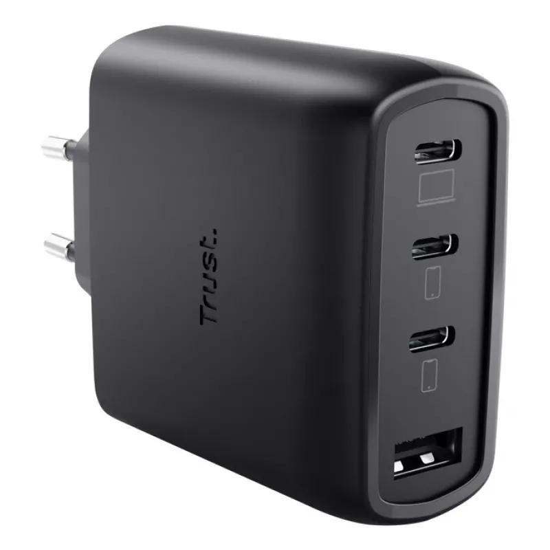 TRUST Maxo 65W vidaus kintamosios srovės greitasis įkroviklis, 3× USB-C, maks. 20V, 2 m laidas, juodas