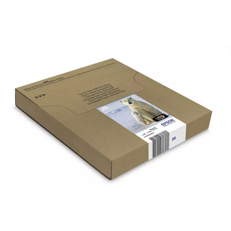 “Epson Polar bear” daugialypė pakuotė, 4 spalvų, 26 EasyMail, standartinė išeiga, juoda, žydra, purpurinė, geltona, pigmentinis rašalas, dažų pagrindo rašalas, 6,2 ml, 4,5 ml