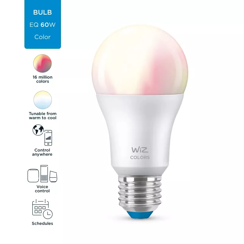 Išmanioji lemputė Telekom WiZ Bulb 8W (Eq.60W) A60 E27 — Wi‑Fi/Bluetooth, 8 kWh/1000h, 60×122 mm
