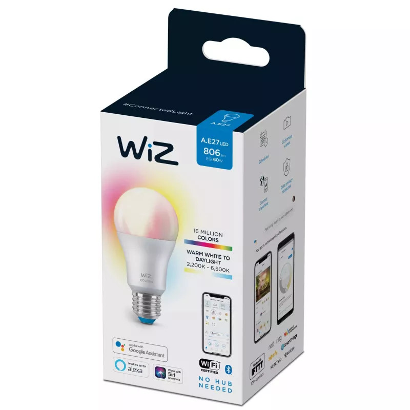 Išmanioji lemputė Telekom WiZ Bulb 8W (Eq.60W) A60 E27 — Wi‑Fi/Bluetooth, 8 kWh/1000h, 60×122 mm