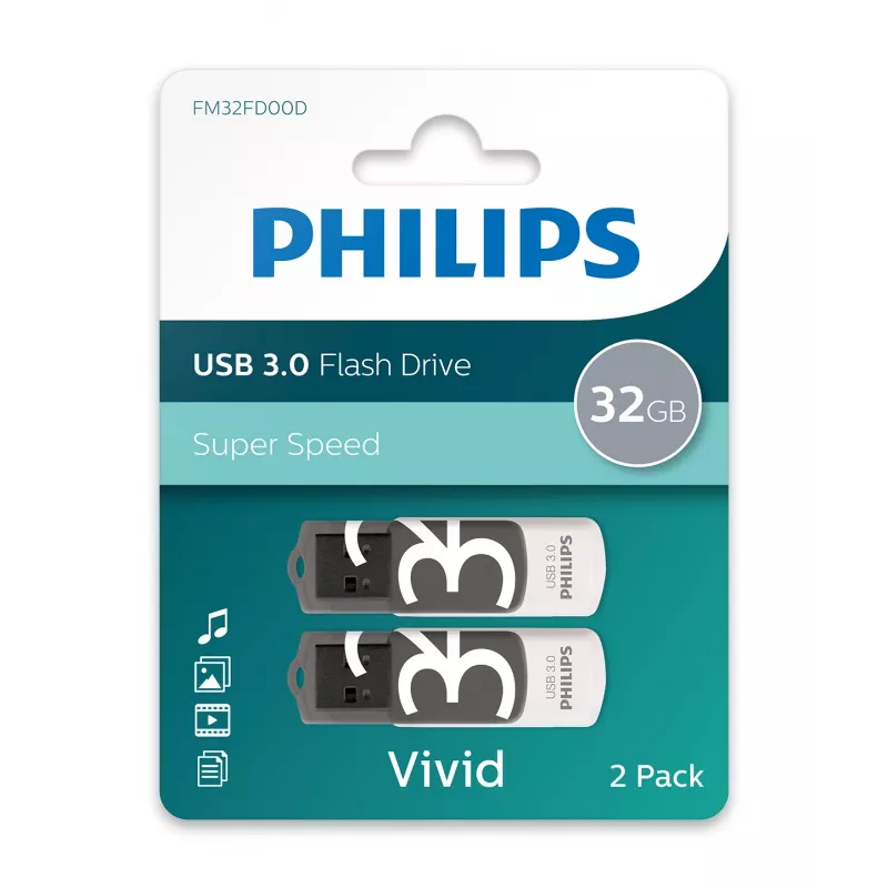 Philips Vivid USB flash drive 64 GB USB Type-A 3.2 Gen 1 (3.1 Gen 1) Pilka, Balta