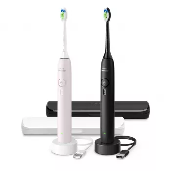 Įkraunamas elektrinis dantų šepetėlis Philips 3100 series HX4072/42 — 2 rankenos, 2 šepetėlių galvutės, Li‑Ion baterija, Daily Care režimas