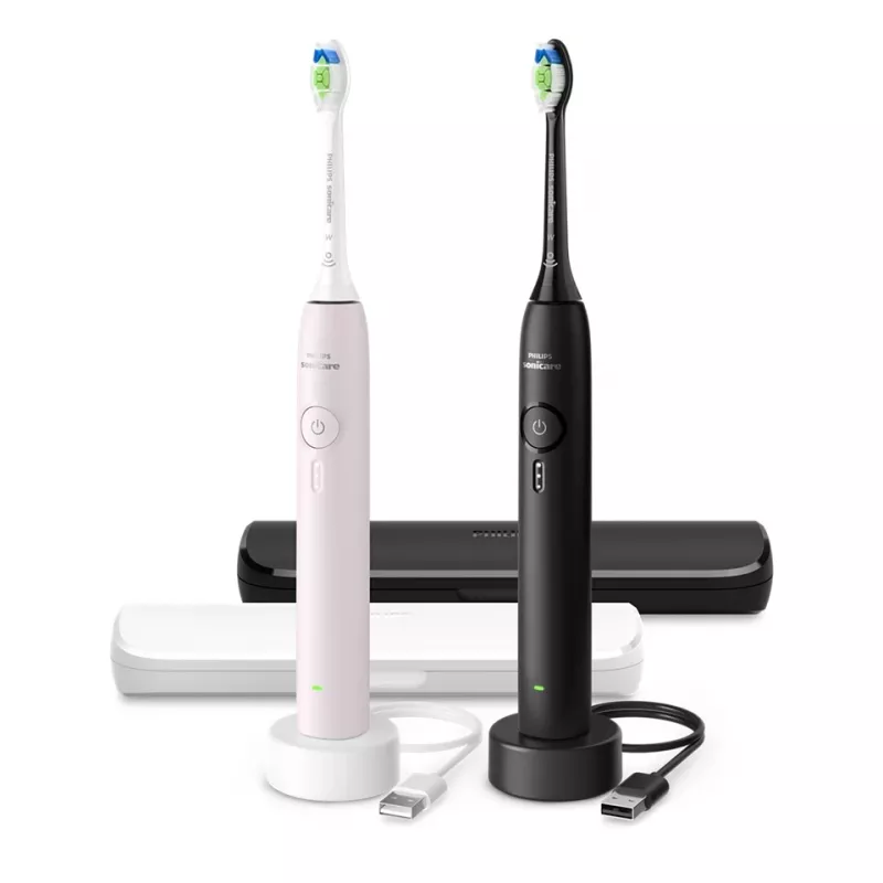 Įkraunamas elektrinis dantų šepetėlis Philips 3100 series HX4072/42 — 2 rankenos, 2 šepetėlių galvutės, Li‑Ion baterija, Daily Care režimas