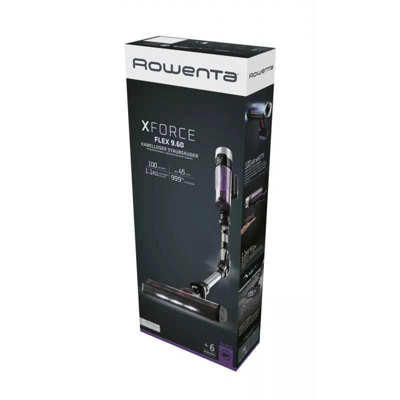 Rowenta RH2037 2-in-1 stiebo dulkių siurblys Baterija Sausas Be maišelio 0,4 L 250 W Juoda, Violetinė
