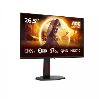 AOC G4 Q27G4ZDR kompiuterio monitorius 67,3 cm (26,5 col.) 2560 x 1440 pikselių Quad HD QD-OLED Juoda, Raudona
