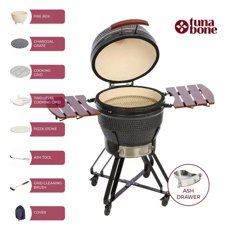 Kamado Pro 22 colių grilis TARGUS Size M tamsiai pilkas