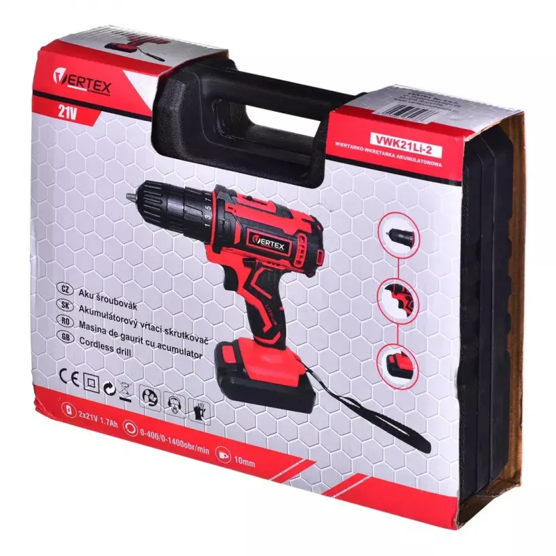 Grąžtas VERTEX WK21Li-2 21V 2x1.7Ah
