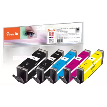 Peach PI100-356 rašalo kasetė 5 vnt. suderinama Standartinės išeigos juoda, žydra, purpurinė, geltona